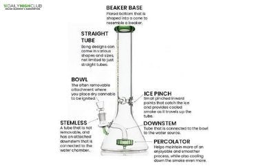 Different parts of one of the most common types of waterpipe