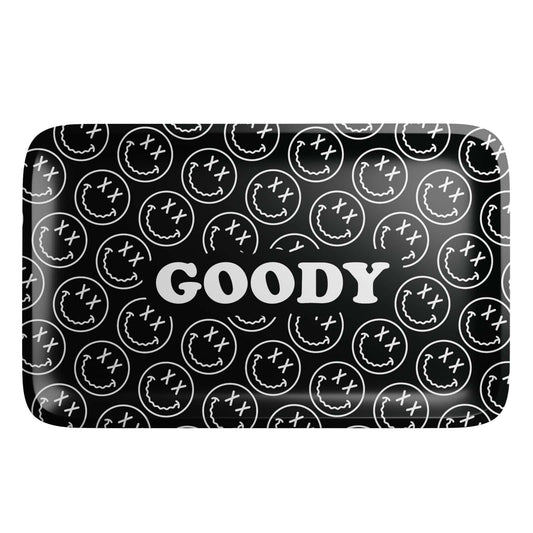 Goody Glass Rolling Tray Medium Goody Glass Pattern Face Black Rolling Tray