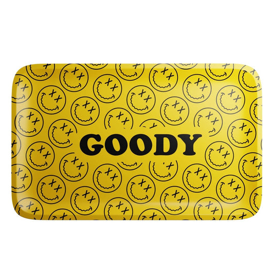 Goody Glass Rolling Tray Pattern Face Yellow Rolling Tray