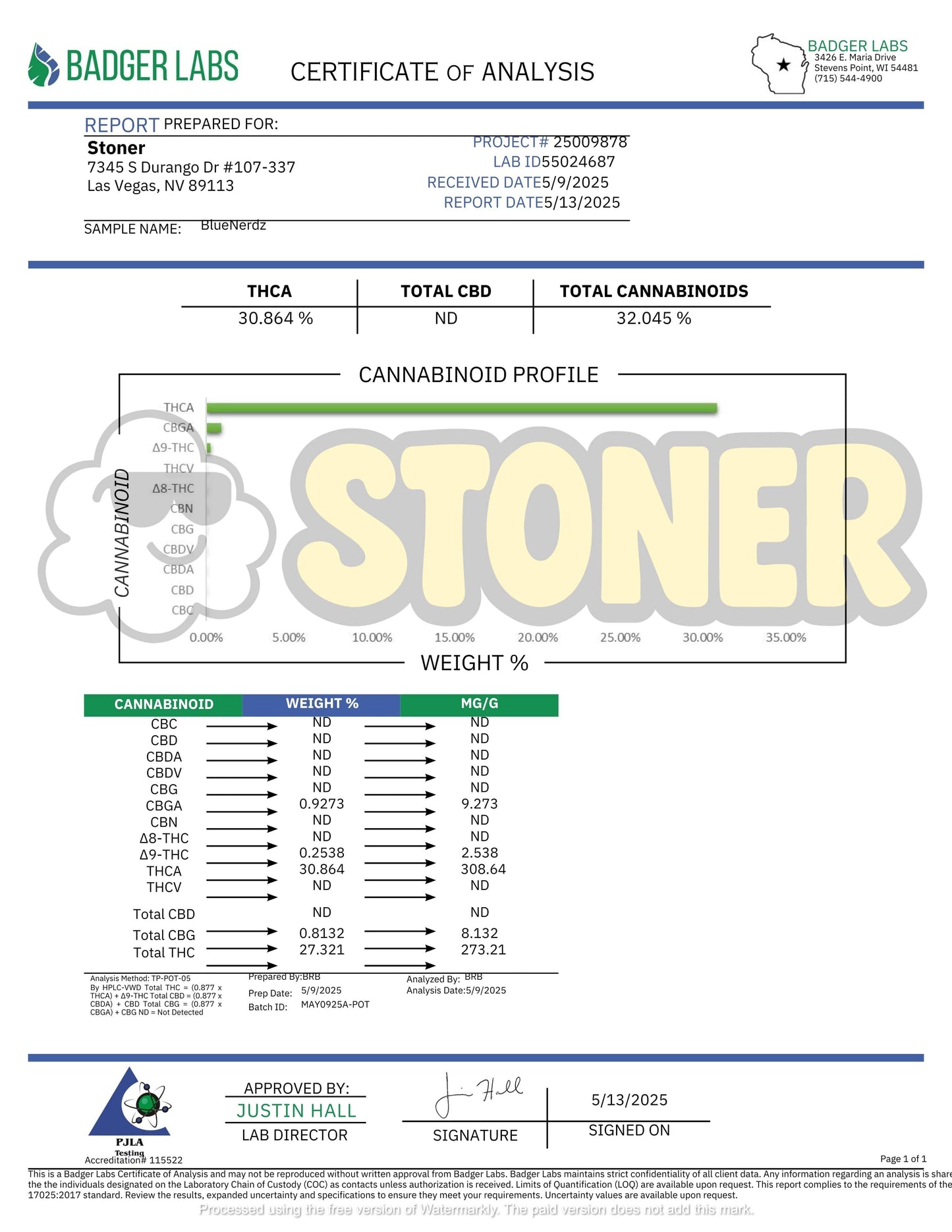 Stoner Blue Nerdz THCA Flower - Stoner Exotic