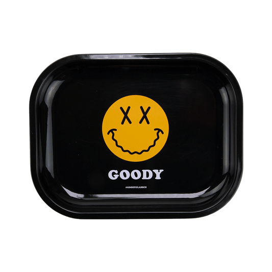 Goody Glass Rolling Tray Black Goody Big Face Rolling Tray