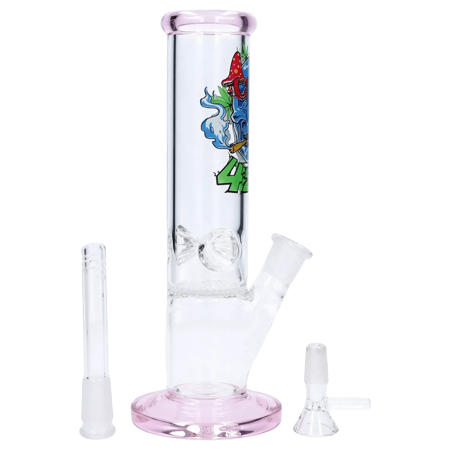 Daily High Club Bong pink 420 Skull Water Pipe with Honeycomb Perc - 10 in