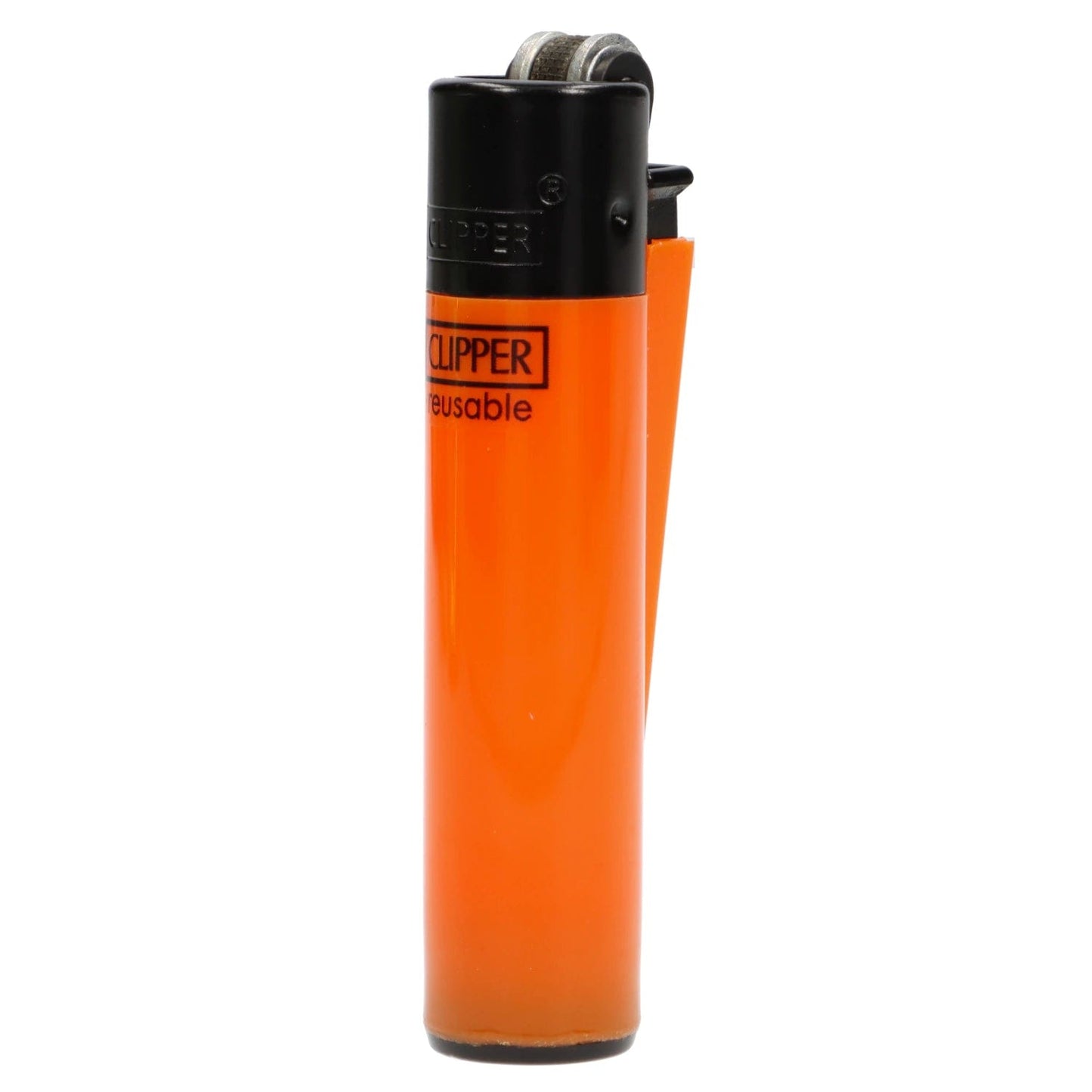 Front view of the “Radioactive Wasteland” Smoking Box, a slim, bright orange lighter with a slightly angled perspective.