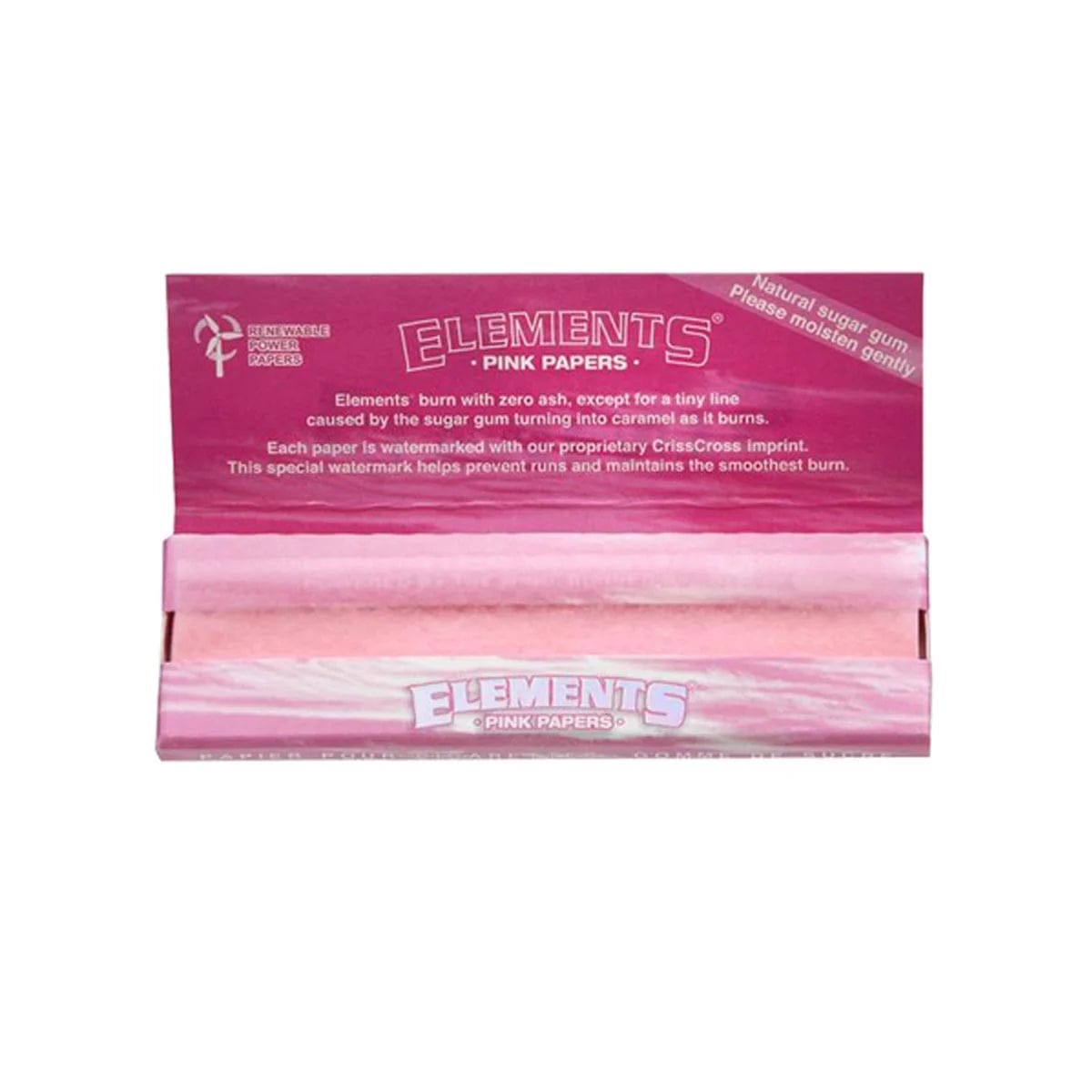 Front view of Pink 1 1/4 Rolling Papers package with brand logo and visible colorful design details.