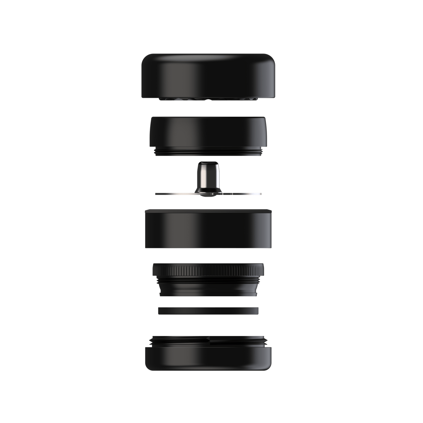 A detailed, angled view of the Next-Gen Premium 2.5" Aluminum Series in black, showcasing its layered, cylindrical components.