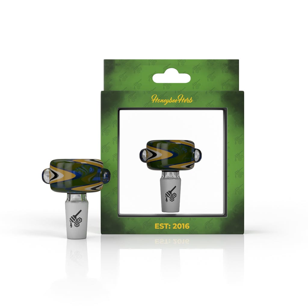 Front view of the BASIN ZIG ZAG STIPPED FLOWER BOWL, displayed in packaging with a clean, white background and a close-up perspective.