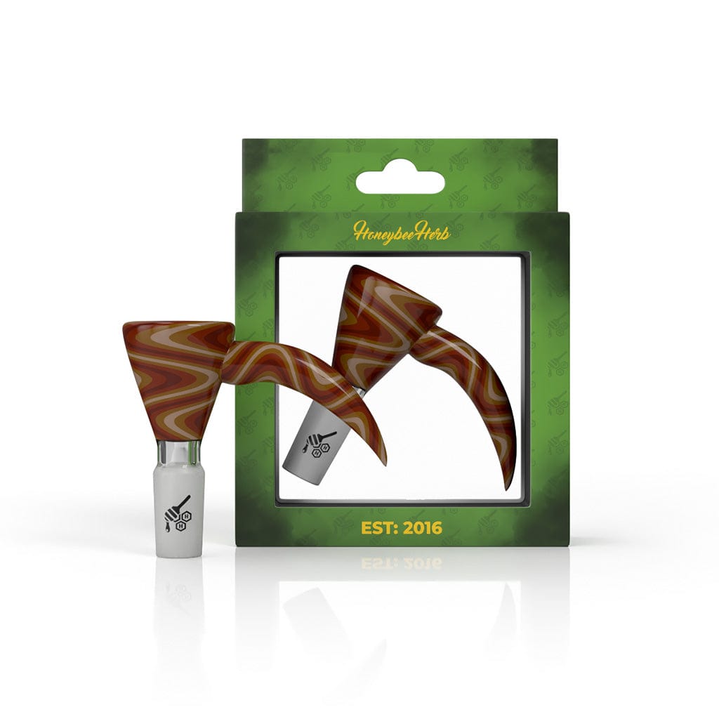 A close-up shot of the MARTINI FIRE WIG WAG WITH HORN PULL BONG BOWL, showing its unique design against a simple black background.