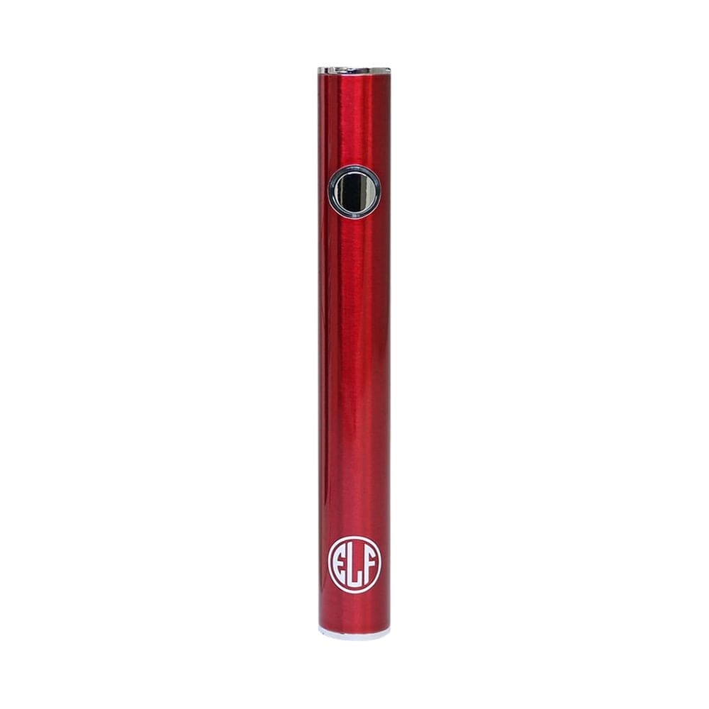 Front view of the Elf Stick 510 VV Vape Pen, a sleek, silver and black pen-style vaporizer.