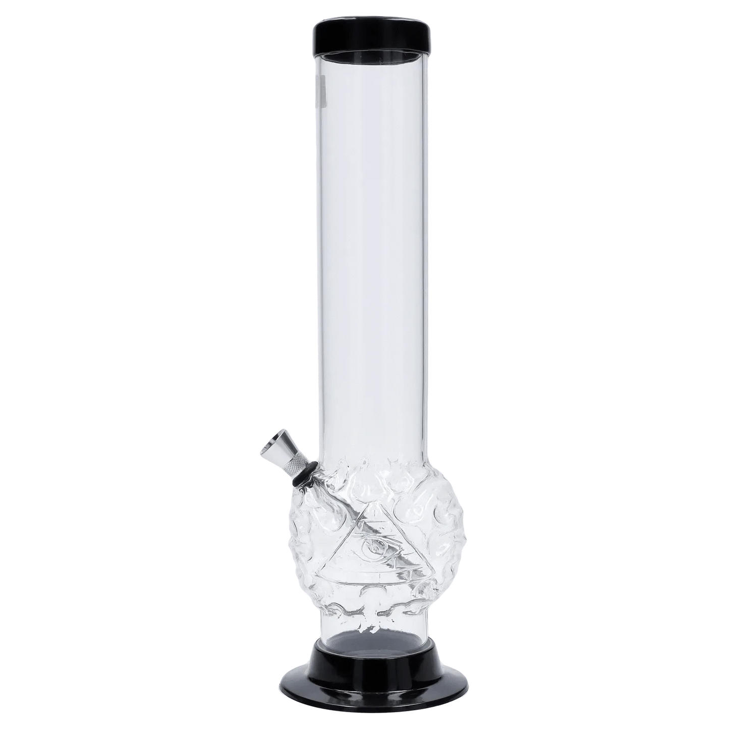 JM Plastic Water Pipe Clear JM Plastics Evil Eye Pyramid Bubble Base Acrylic Water Pipe - 12 in.