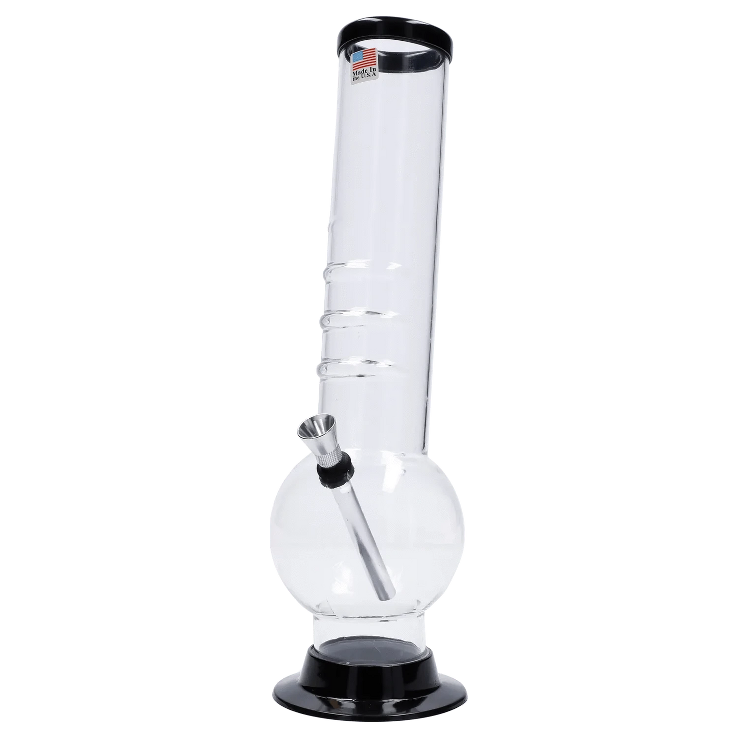 JM Plastic Water Pipe Clear JM Plastics Large Bubble Base with Bent Neck and Grip Acrylic Water Pipe - 12 in.