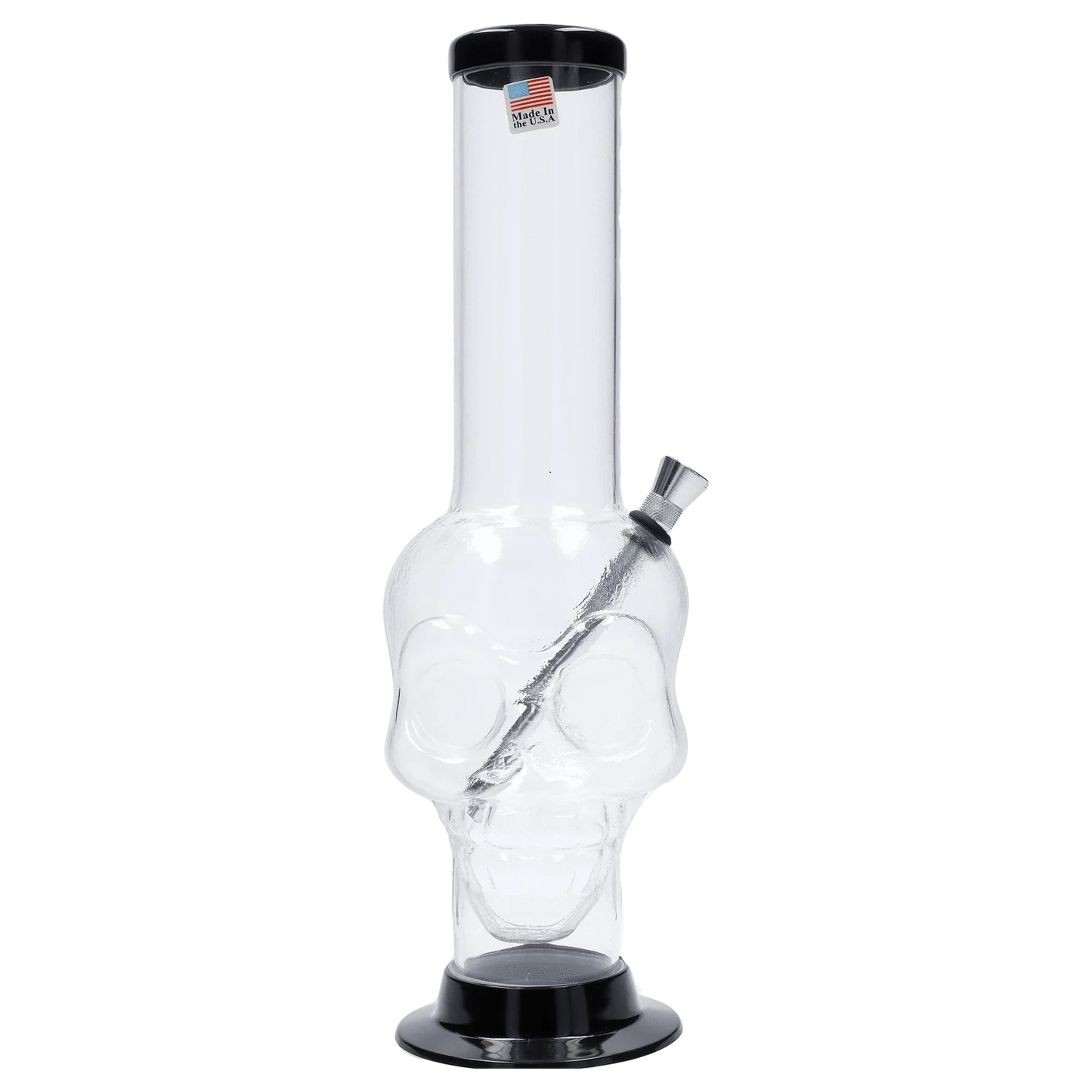 JM Plastic Water Pipe Solid White JM Plastics Large Skull Base with Carb Hole Acrylic Water Pipe - 12 in.