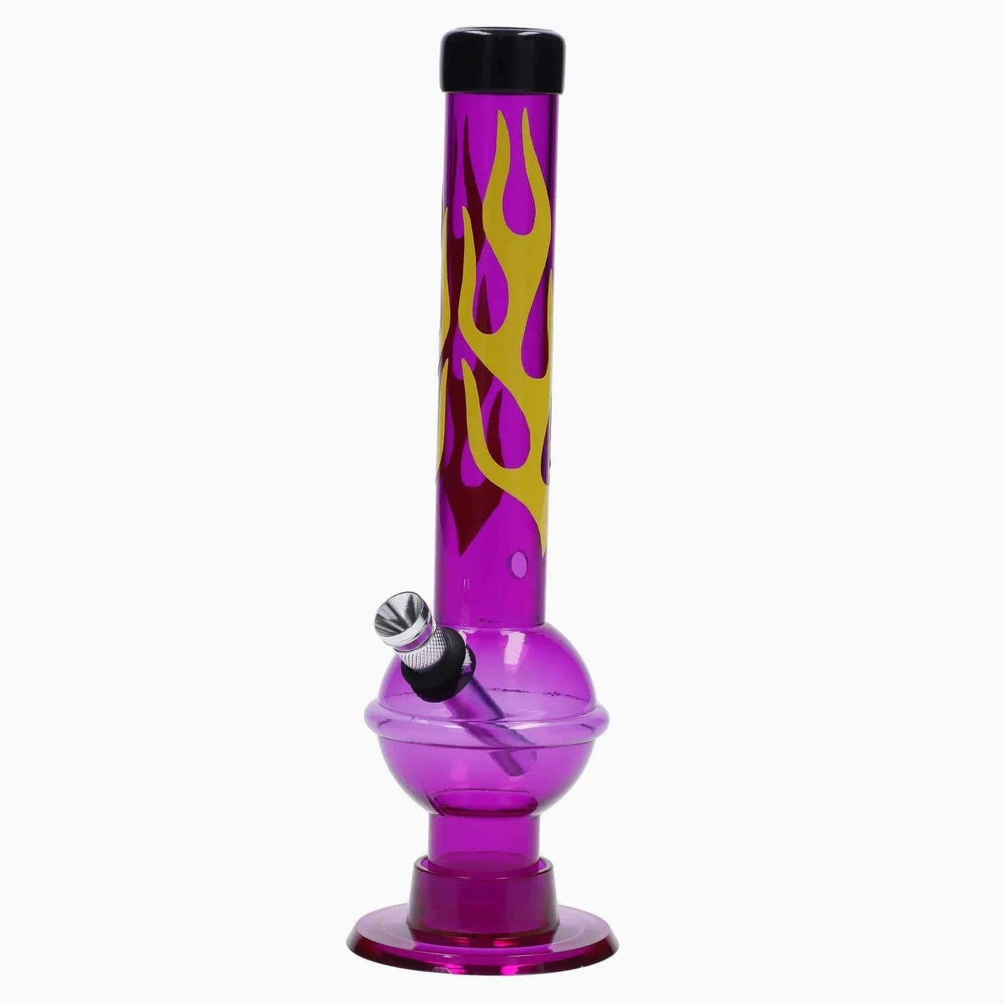 JM Plastic Water Pipe Dark Purple JM Plastics Flame Bubble Base with Ring and Carb Hole Acrylic Water Pipe