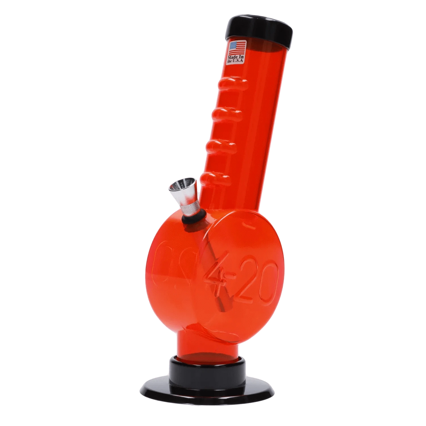 JM Plastic Water Pipe Orange JM Plastics 420 Coin Base with Grip Acrylic Water Pipe - 9 in.