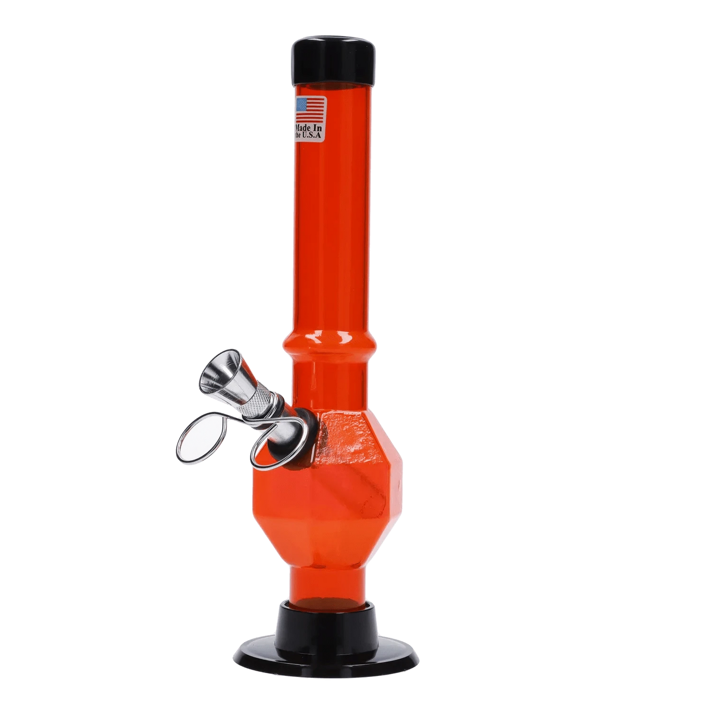 JM Plastic Water Pipe Red JM Plastics Grenade Base with Pull Slide Acrylic Water Pipe - 8 in.