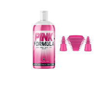 Front view of the Original 16oz bottle alongside three Pink Plugs, all displayed against a plain white background.