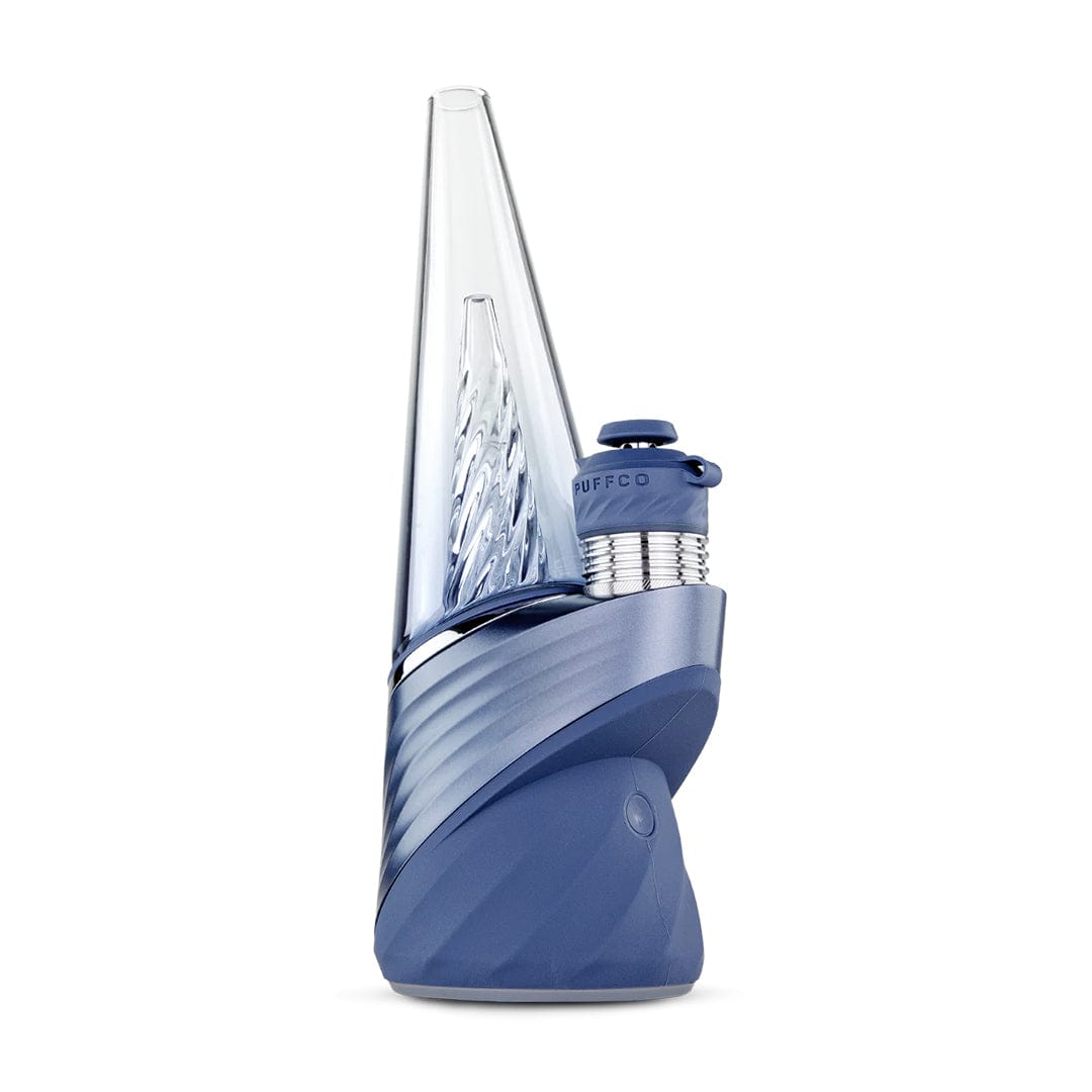 Front view of the Peak Pro with 3D XL Chamber, showcasing its sleek, blue glass construction and modern design.