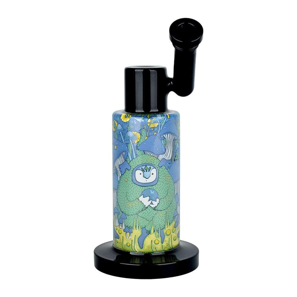Front view of the Inside Print Water Pipe Garden Of Cosmic Delights, displaying a vibrant, detailed print on clear glass.