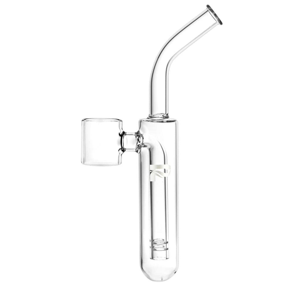 A front view of the 6.5" Pulsar Barb Fire H2O Bubbler Replacement, showing the clear glass tube with a connecting joint.