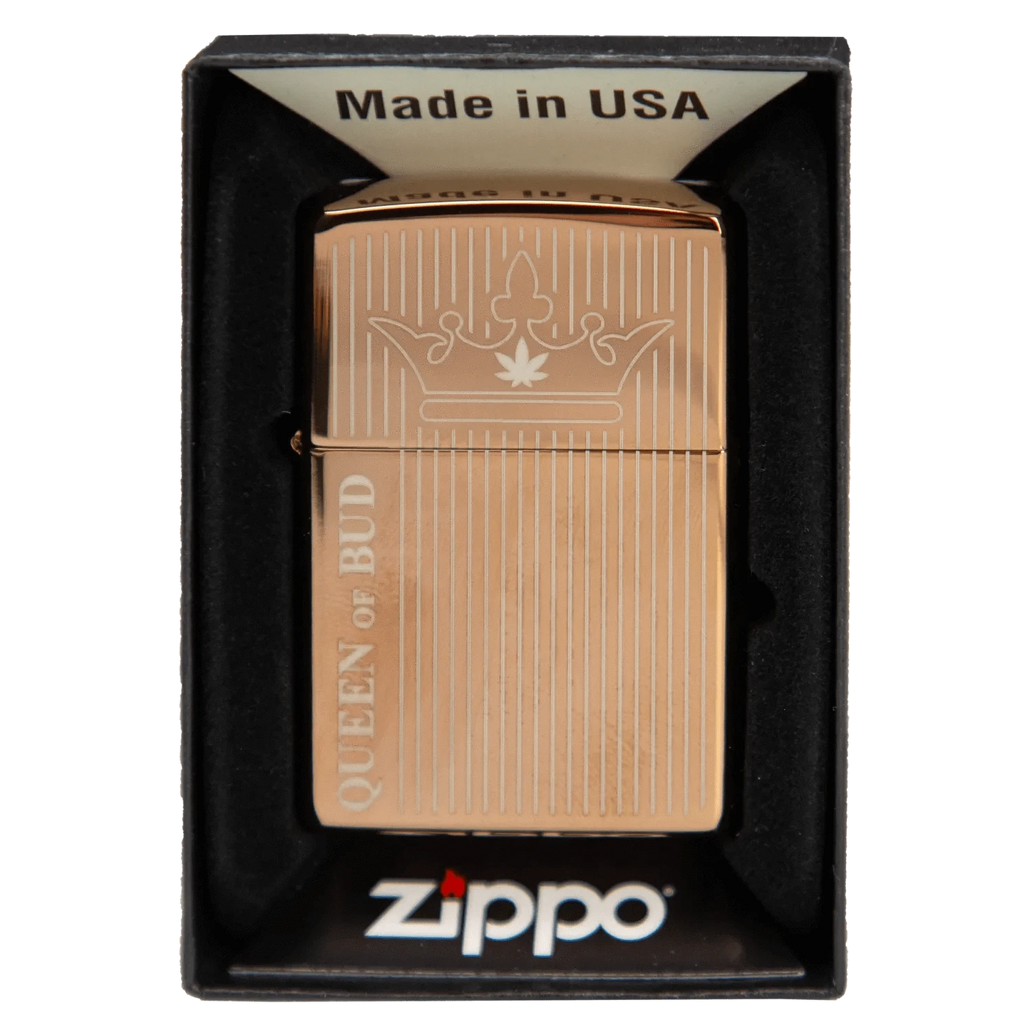 Queen of Bud Lighter Queen of Bud Rose Quartz Vertical Flame Zippo