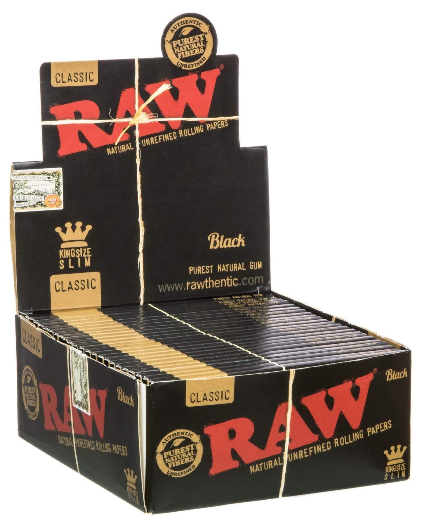 HBI Papers Box of 50 RAW Black King Size Slim Rolling Papers