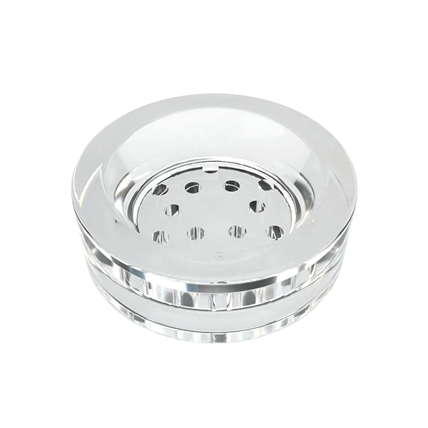 A top-down view of the Glass Liners, showcasing the clear glass circular shape with a slightly raised edge.