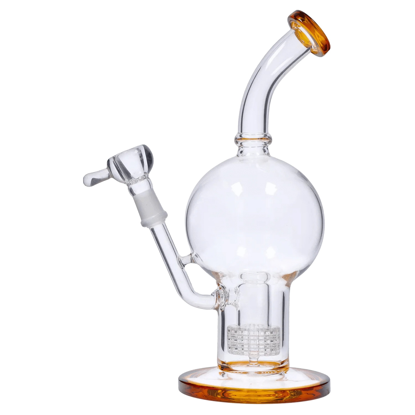 DHC Generic Water Pipe Amber DHC Bent Neck Ball with Matrix Perc Water Pipe - 10 in.