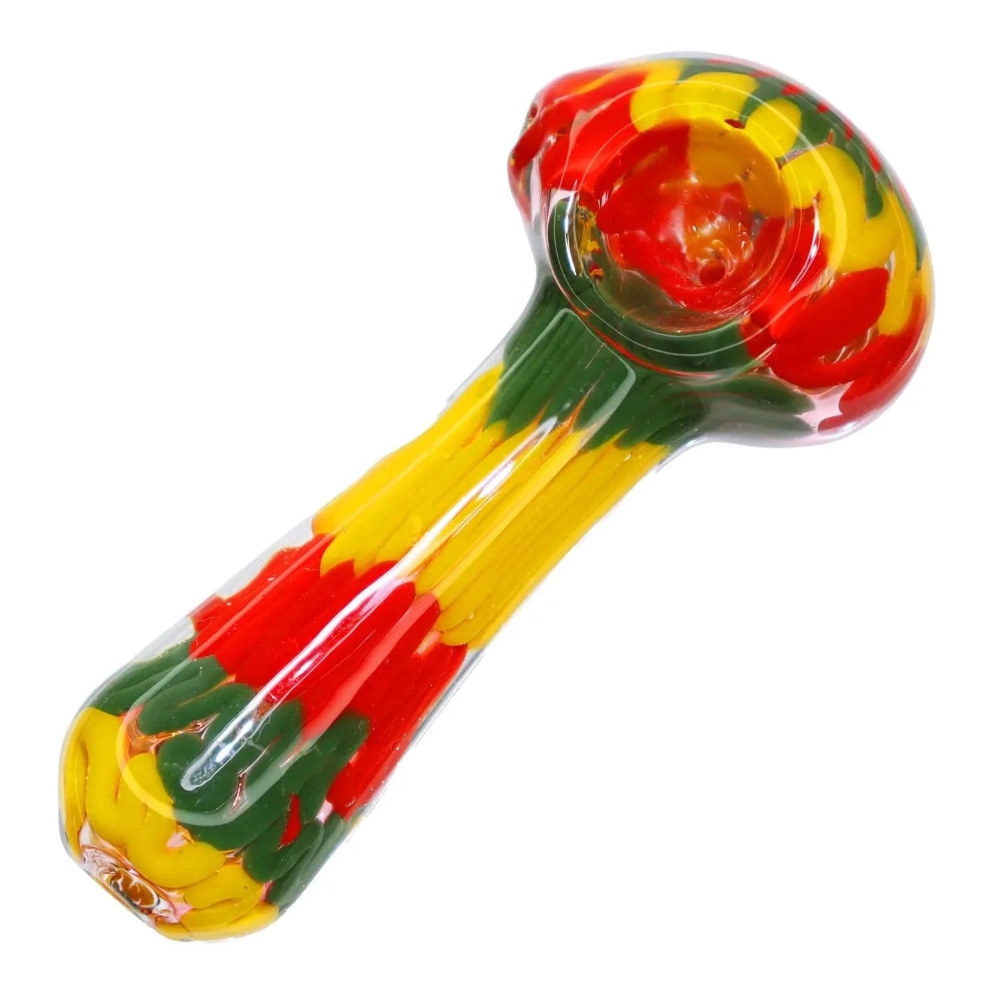 Valiant Distribution Water Pipe DHC Fancy Multi-Colour Striped Glass Spoon Pipe - 5 in.