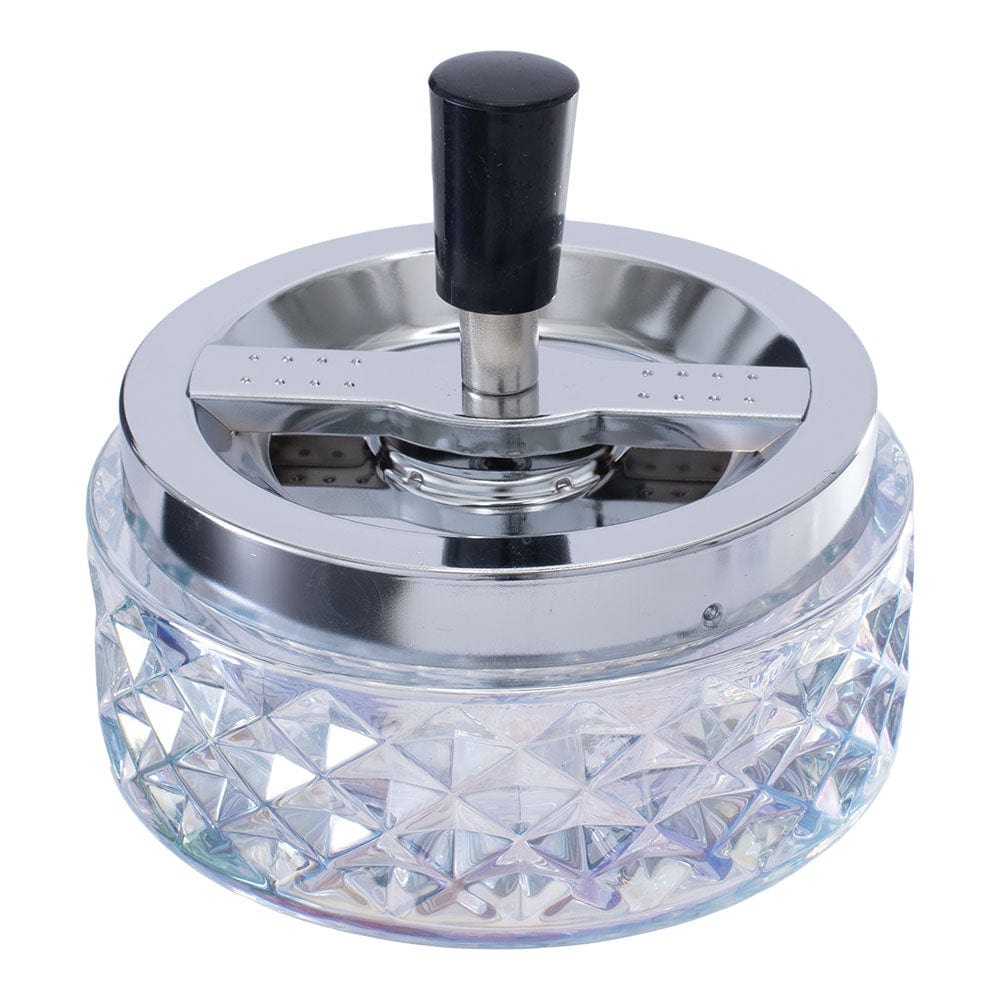 Fujima Ashtray Iridescent Gem-cut Glass Spinning Ashtray | 4.75"
