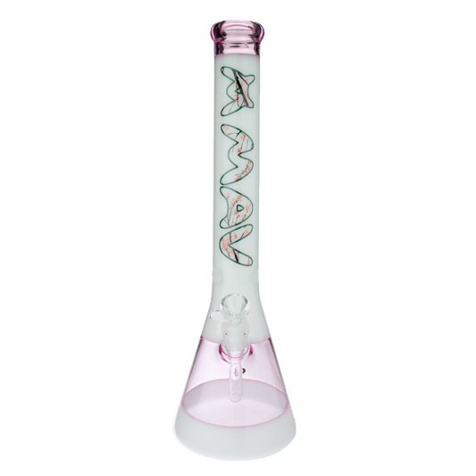 MAV Glass Bong 18" Pink Cherry Blossom 2 Tone Beaker Bong