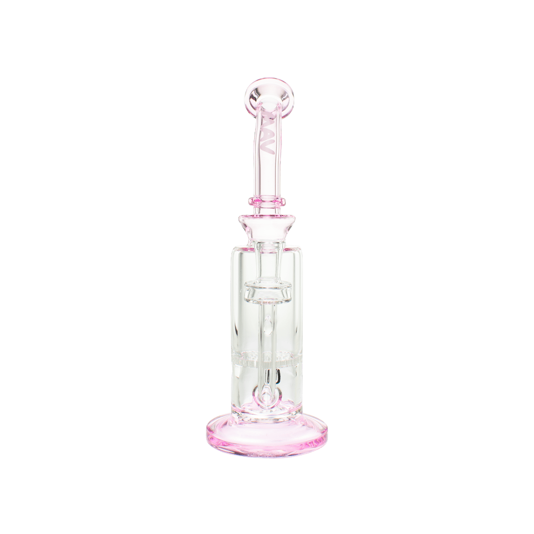 MAV Glass Dab Rig Pink Mini Bent Neck Honeycomb Perc Rig