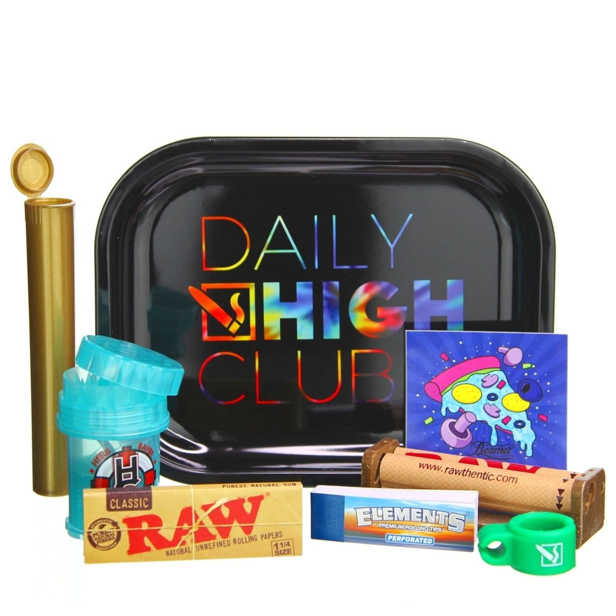 Best Buds Rolling Tray Set  With Pink Grinder and Raw Rolling Papers –  Toke Tray