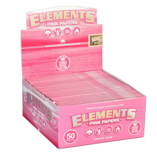 Elements Rolling Papers 50 Piece Display Elements King Size Slim Pink Rolling Papers