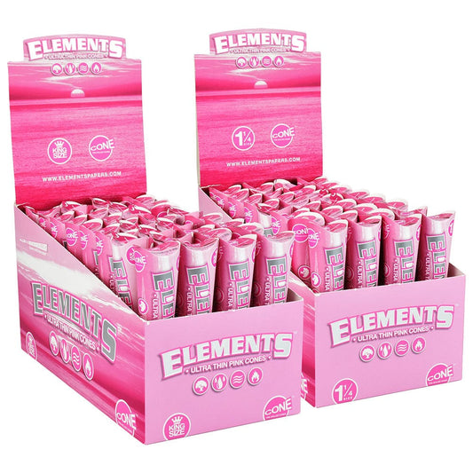 Gift Guru Rolling Papers Elements Ultra Thin Pink Cones | 32pc Display