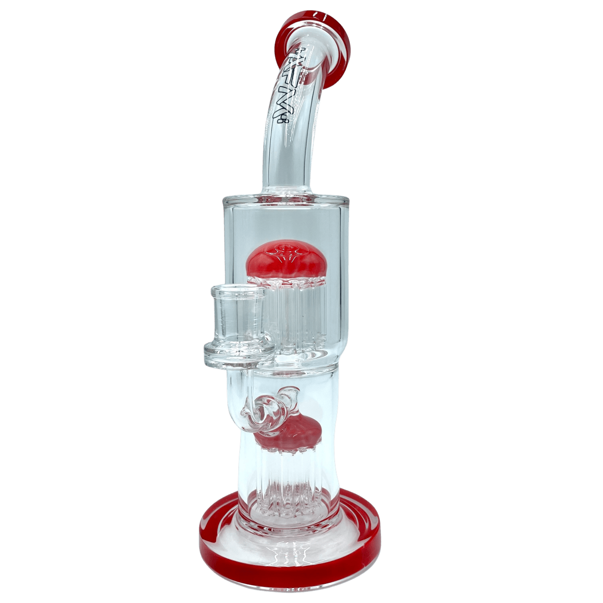 AFM Smoke Bong Lip Stick Red The Double Arm Tree Rig - 12"