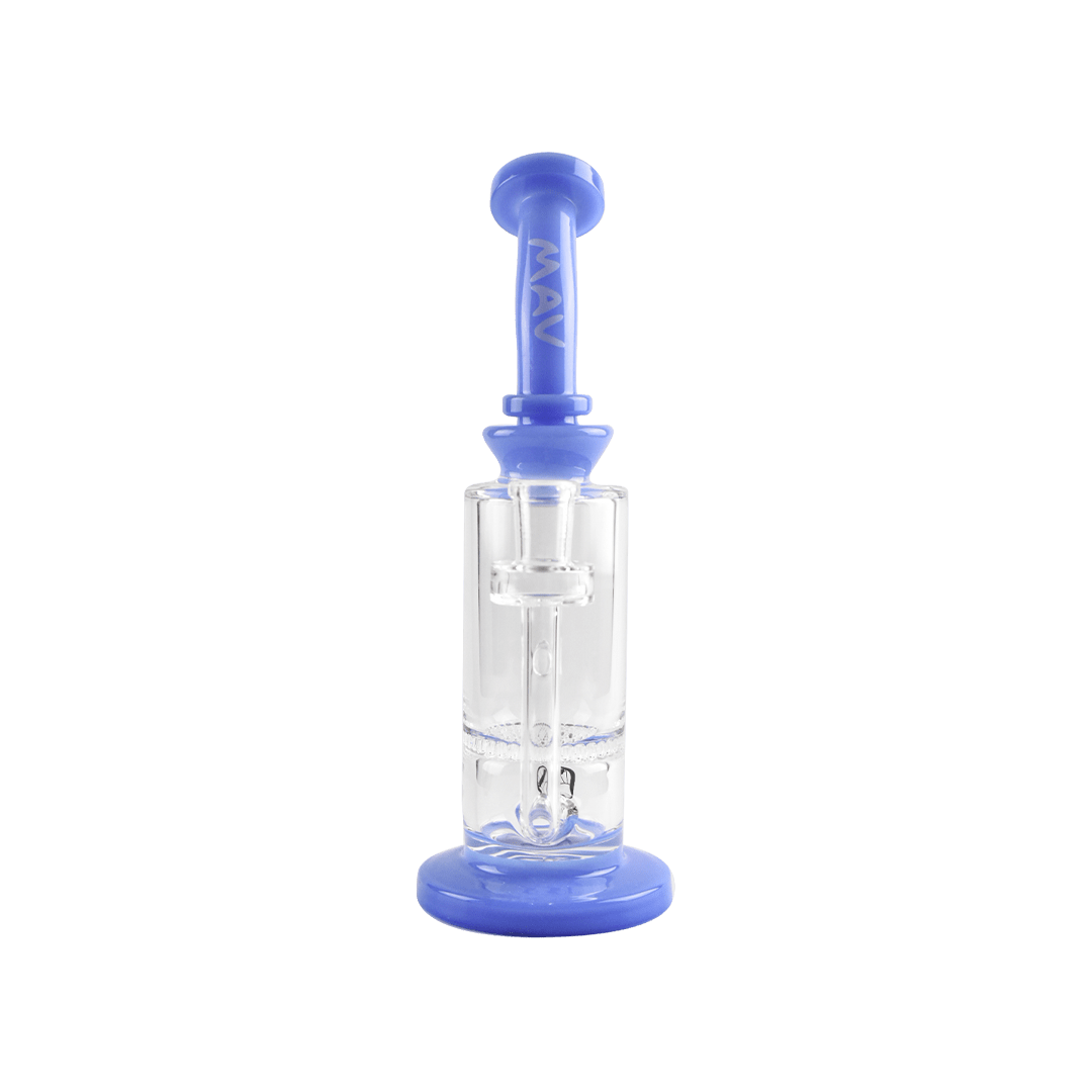 MAV Glass Dab Rig Lavender Mini Bent Neck Honeycomb Perc Rig