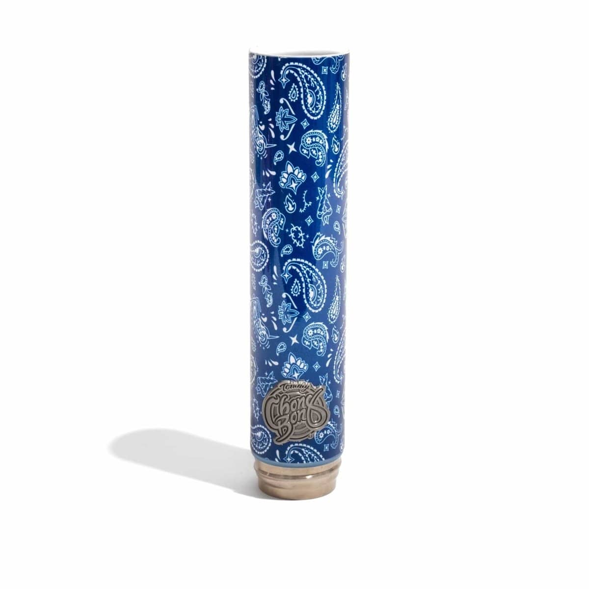 Front view of the Limited Edition Tommy Chong Chill Bong, featuring a patterned design and a reflective base on a light surface.