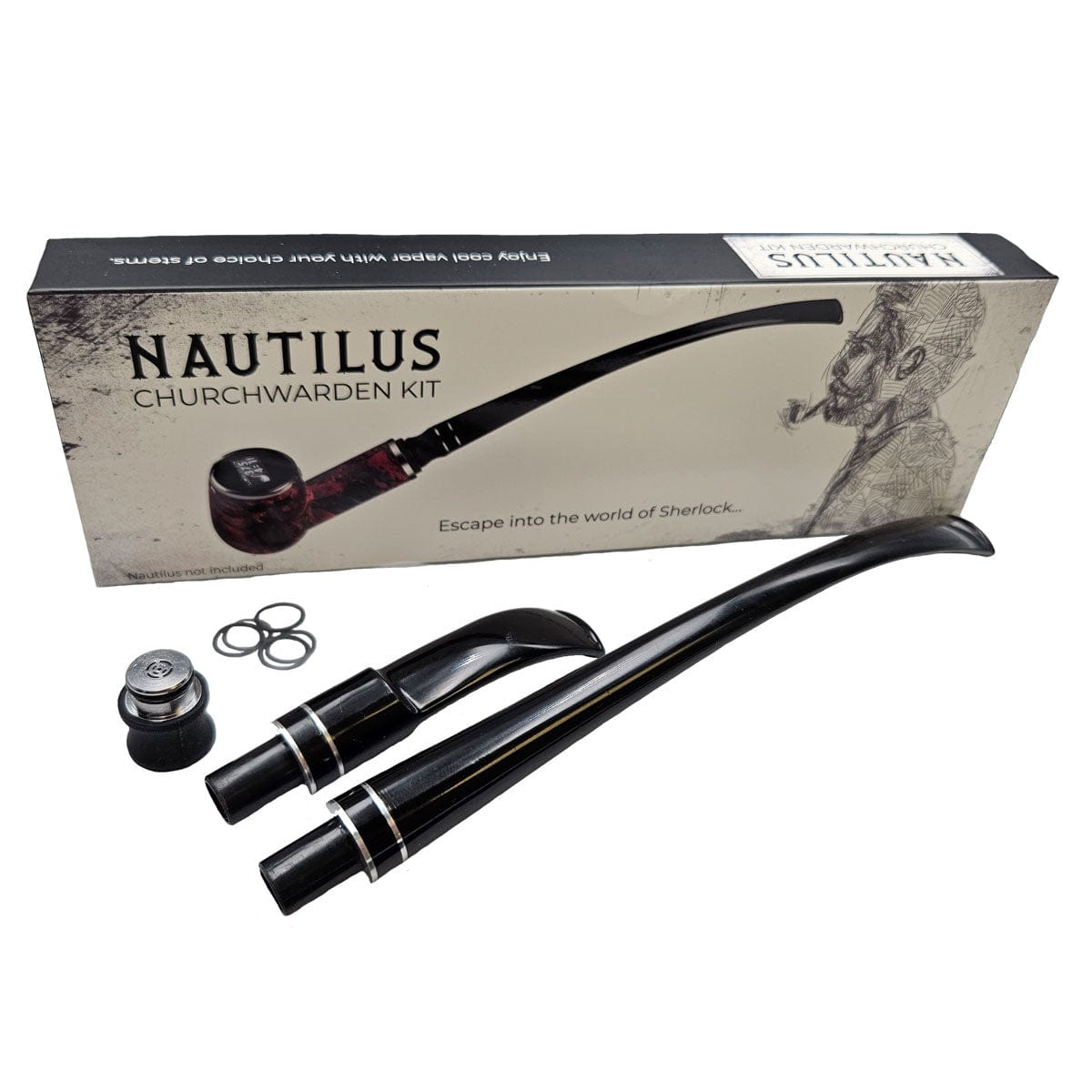 A close-up, angled view of the Nautilus Churchwarden Stem Kit, showing the smooth, dark-colored stem design.