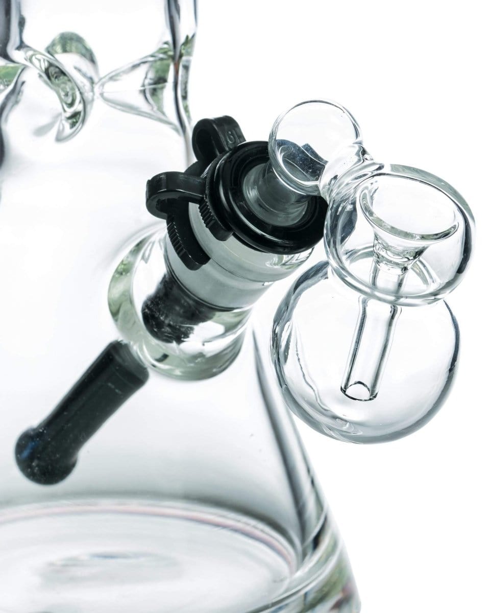 A close-up view of the Ashcatcher Bowl, showcasing its clear glass construction and rounded shape.