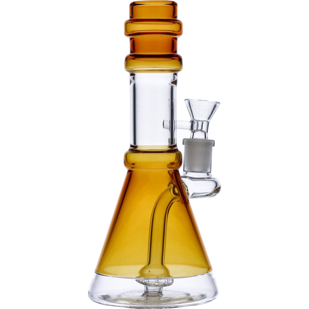 A front view of the Transparent Neck Water Pipe w/ Bowl & Banger, showcasing its clear glass construction and simple, curved design.