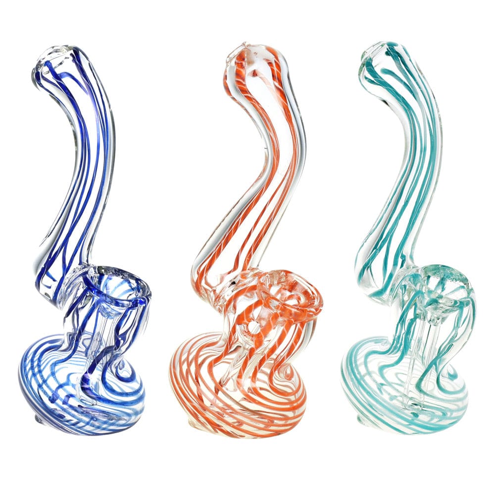 Front view of the 4-inch Extra Mini Bubbler Glass Pipe, displaying a clear glass bubbler with a rounded base and a gently curved neck.
