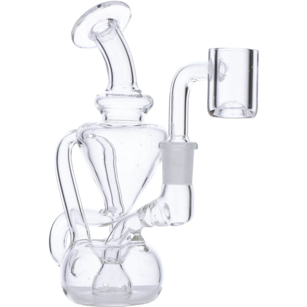 A front view of the 5" Dab Rig Water Pipe Mini, showcasing its clear glass construction and compact size.