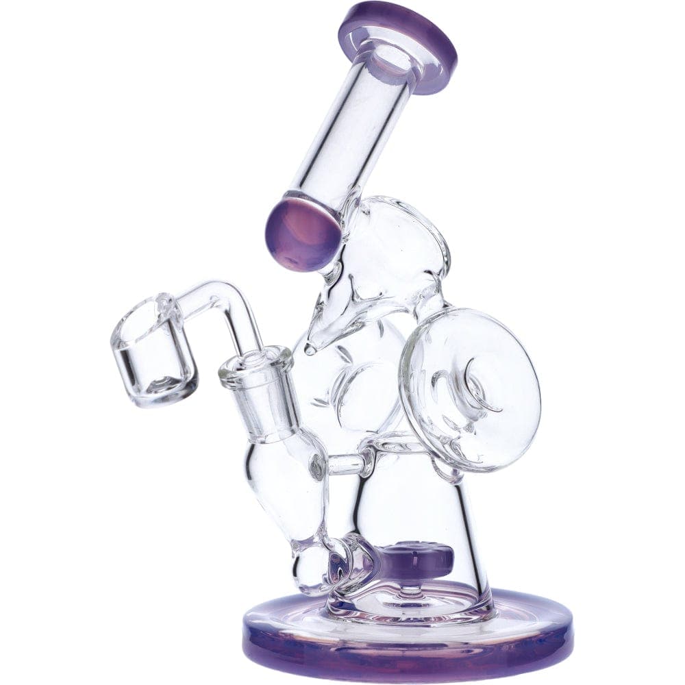 A front view of the 7" Hourglass Base Water Pipe, featuring a clear glass construction and rounded base.