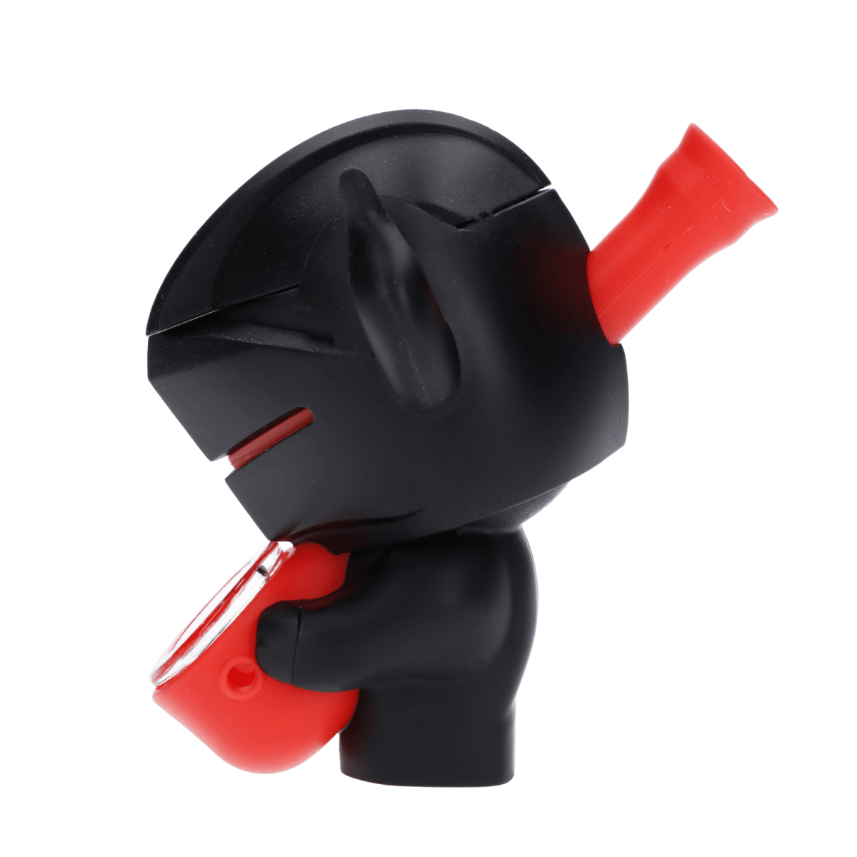 A side view of the Black Knight Silipipe shows its sleek, dark form with a vibrant red accent piece.