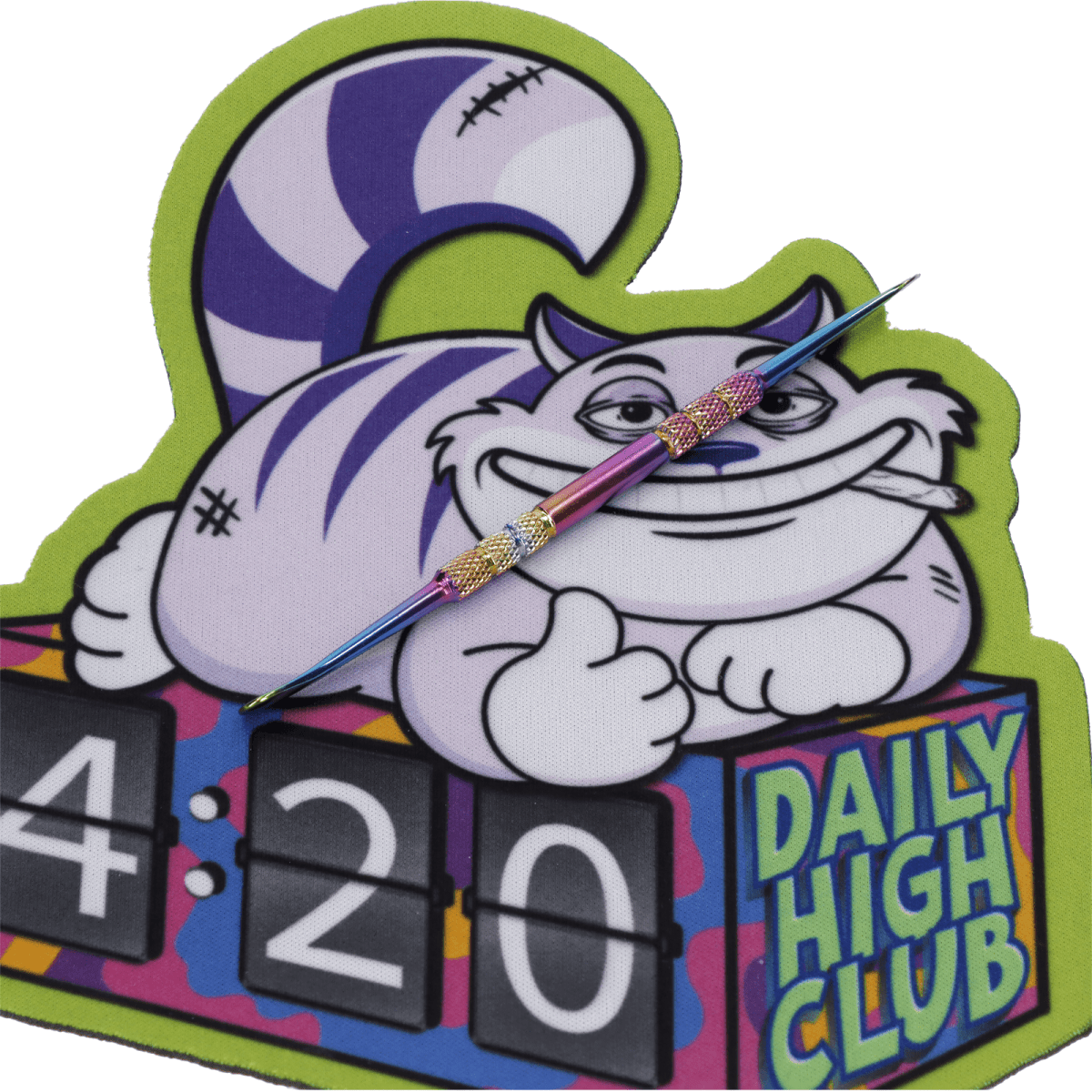 Front view of the “420 Bunny” Smoking Box, featuring a whimsical bunny design with vibrant colors and detailed patterns.