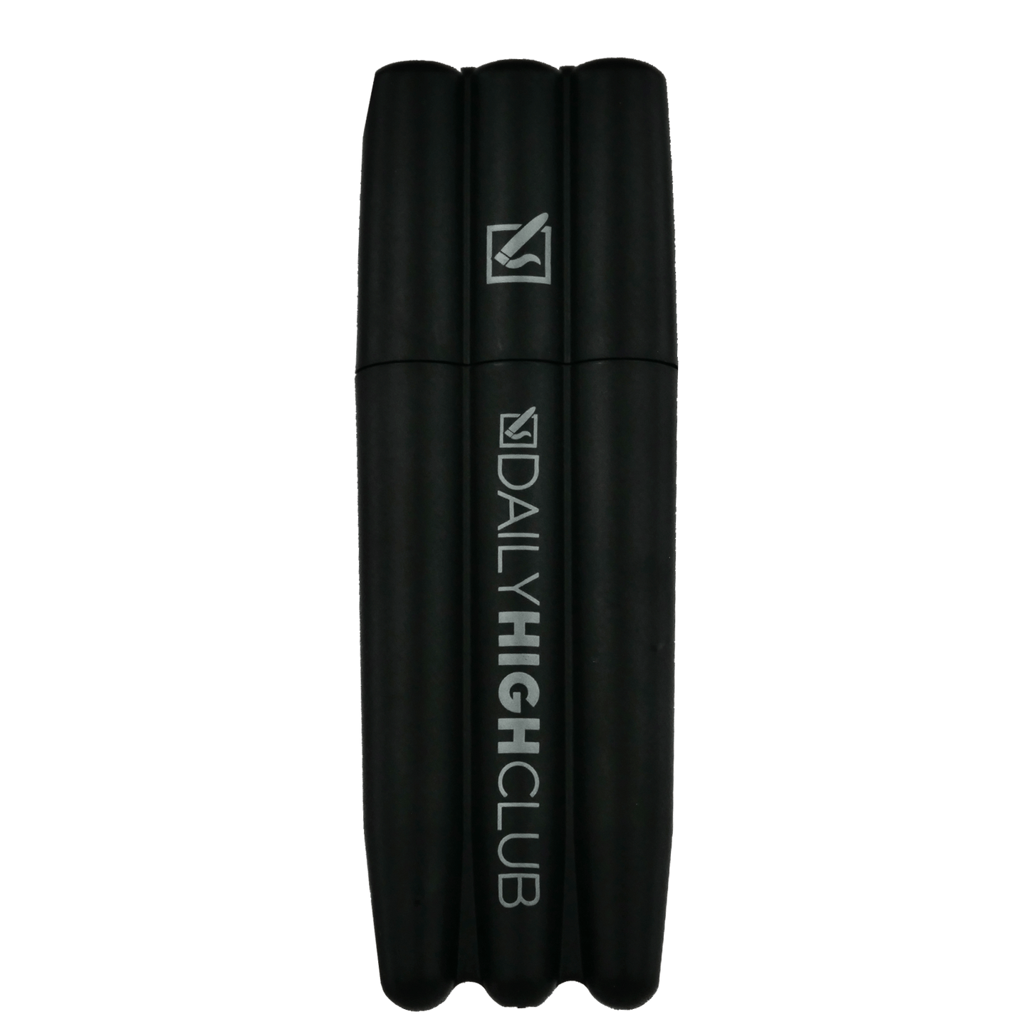 Front view of the Joint Case, a black cylindrical container with ribbed detailing and a secure, airtight seal.