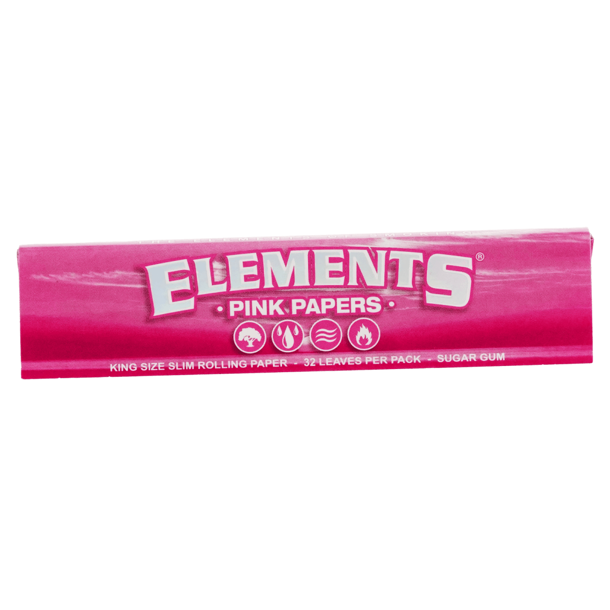 A close-up of Pink King Size Slim Papers packaging against a white background, showing the brand logo and product name in bold lettering.