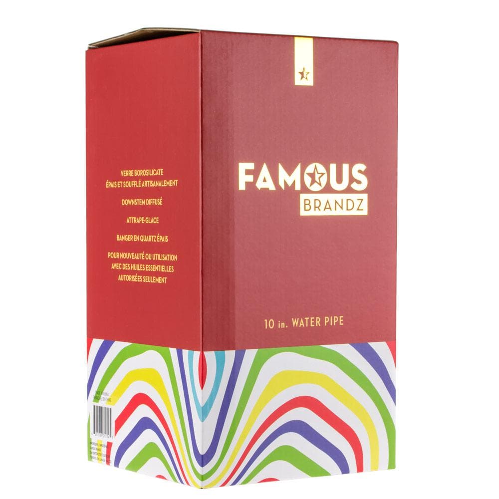 Front view of the Amnesia 10" Dab Rig, showcasing its clear glass construction and compact size against a dark background.