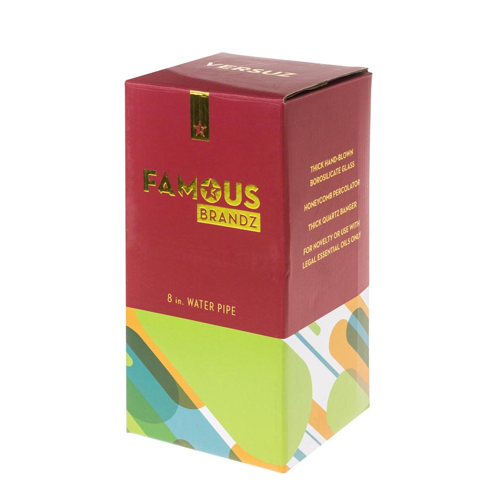 Front view of the Versuz 8" Dab Rig Water Pipe, showcasing its clear glass construction and simple, cylindrical shape.