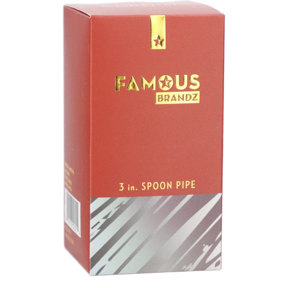 Front view of the Famous X 3" Chrome Fumed Spoon Hand Pipe, showing its sleek design and fumed glass finish.