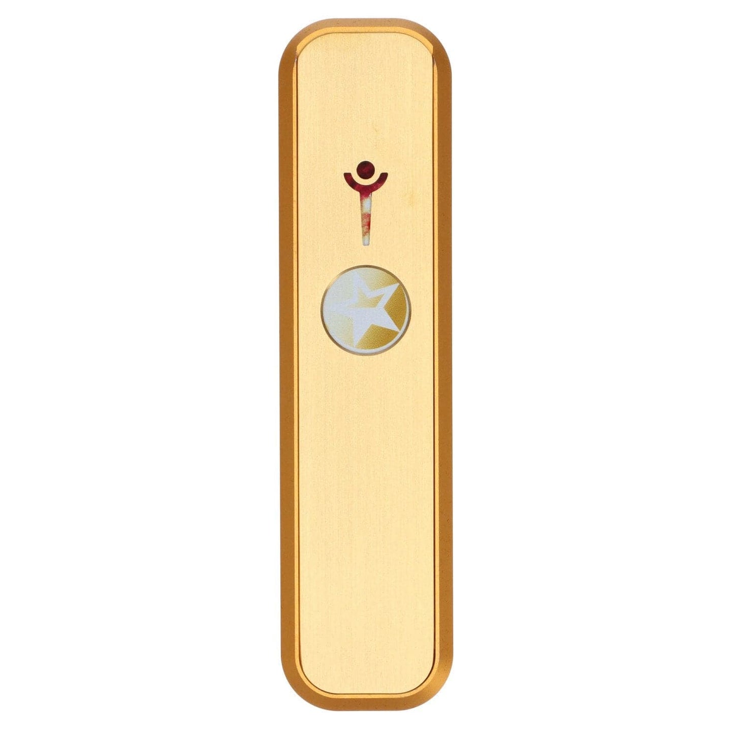 Front view of the Galaxy 6" Genius Hand Pipe, showcasing its sleek gold design against a plain white background.